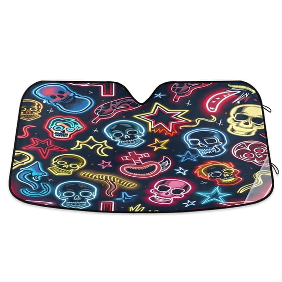 ALAZA Magic Skeleton Windshield Sun Shade Car Foldable Visor Block UV Rays Protector 53"x23.5"