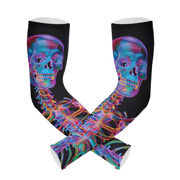 ALAZA Magic Skull UV Sun Protection Arm Sleeves UPF 50+ Compression Cooling Sleeve 1 Pair