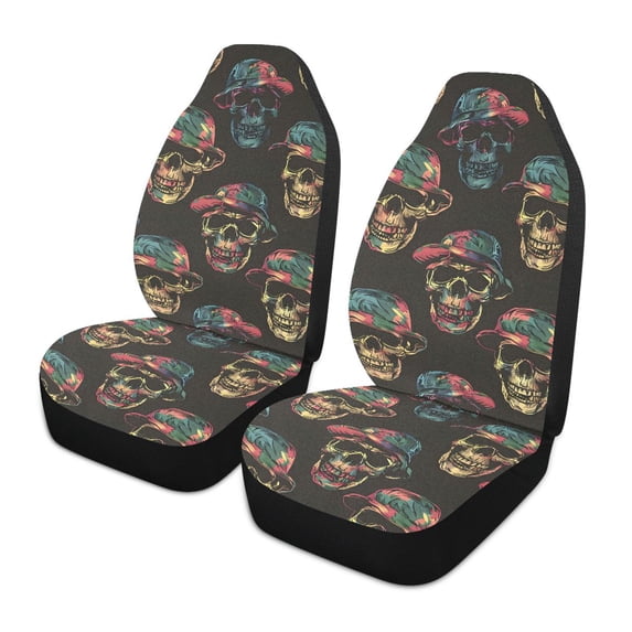 ALAZA Magic Skulls Car Seat Covers 2 PCs Universal Auto Front Seats Interior Protector