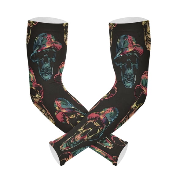 ALAZA Magic Skulls UV Sun Protection Arm Sleeves UPF 50+ Compression Cooling Sleeve 1 Pair