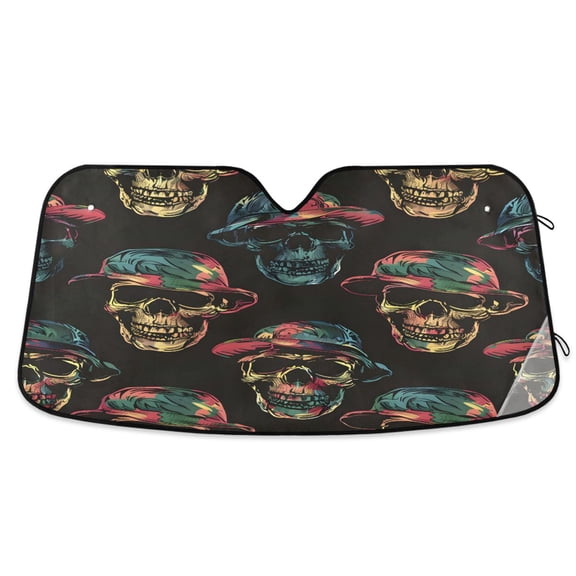ALAZA Magic Skulls Windshield Sun Shade Car Foldable Visor Block UV Rays Protector 55"x27.6"