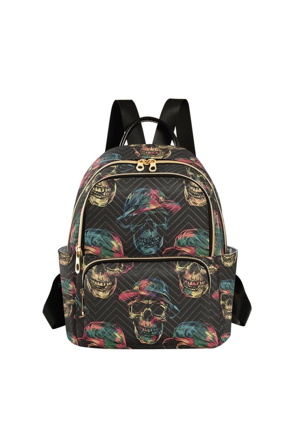 Magic Skulls Womens Travel Laptop Backpack Large Daypack Ladies Shoulder Bags S