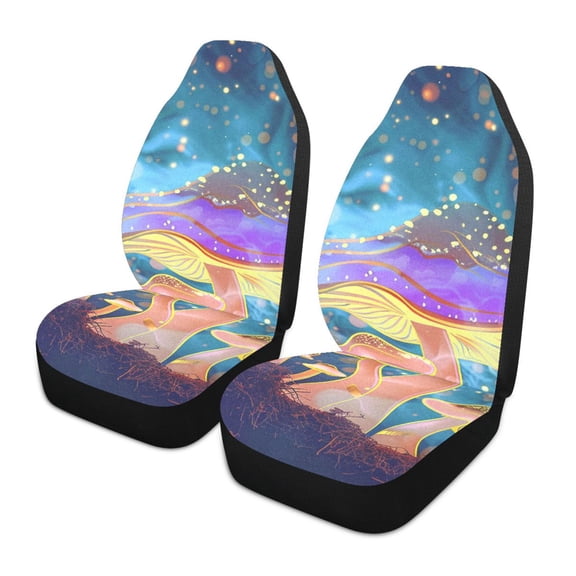 ALAZA Magic Stars Mushroom Car Seat Covers 2 PCs Universal Auto Front Seats Interior Protector