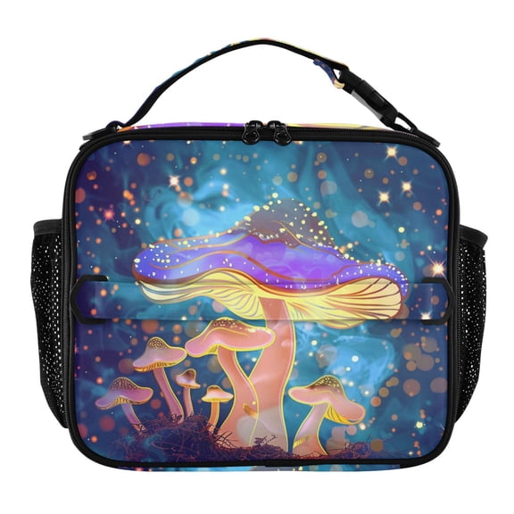 ALAZA Magic Stars Mushroom Lunch Box Insulated Lunch Bag Cooler Tote with Shoulder Strap