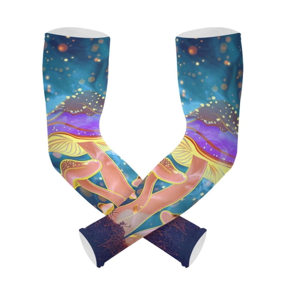 ALAZA Magic Stars Mushroom UV Sun Protection Arm Sleeves UPF 50+ Compression Cooling Sleeve 1 Pair