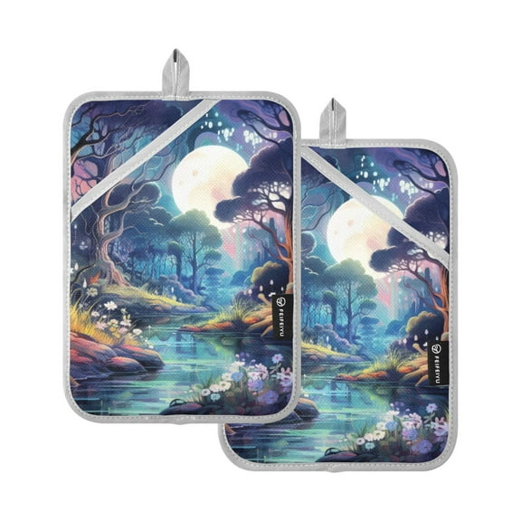 ALAZA Magic Sunset Landscape Pot Holders Set of 2 Heat Resistant Kitchen Oven Mitts