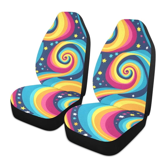 ALAZA Magic Swirl Star Car Seat Covers 2 PCs Universal Auto Front Seats Interior Protector