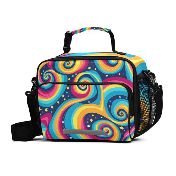 ALAZA Magic Swirl Star Lunch Box Insulated Cooler Bag Reusable Tote Bags Shoulder Strap