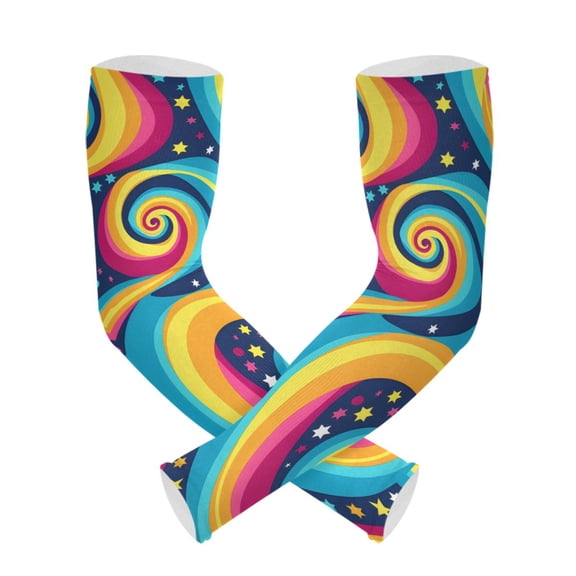 ALAZA Magic Swirl Star UV Sun Protection Arm Sleeves UPF 50+ Compression Cooling Sleeve 1 Pair