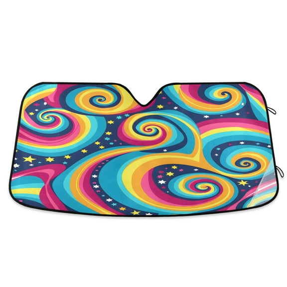 ALAZA Magic Swirl Star Windshield Sun Shade Car Foldable Sun Visor Block UV Rays Protector 53"x23.5"