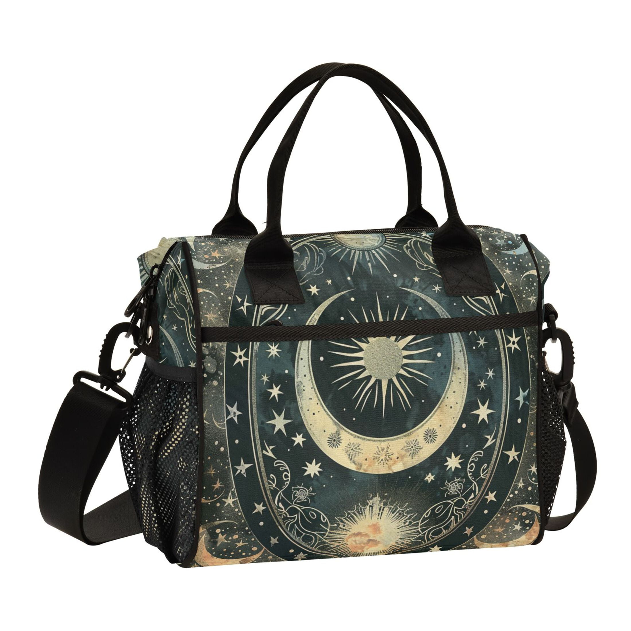 ALAZA Magical Bohomia Moon and Star Insulated Lunch Bag Reusable Tote Box Adjustable Shoulder Strap for Work Picnic