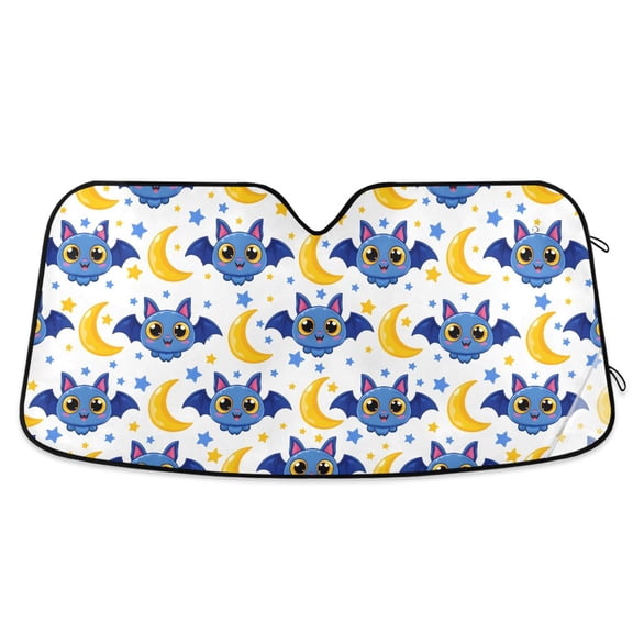 ALAZA Magical Cartoon Bats Pattern Car Windshield Sun Shade Foldable UV Ray Sunshade Visor Protector 55 x 27.6in