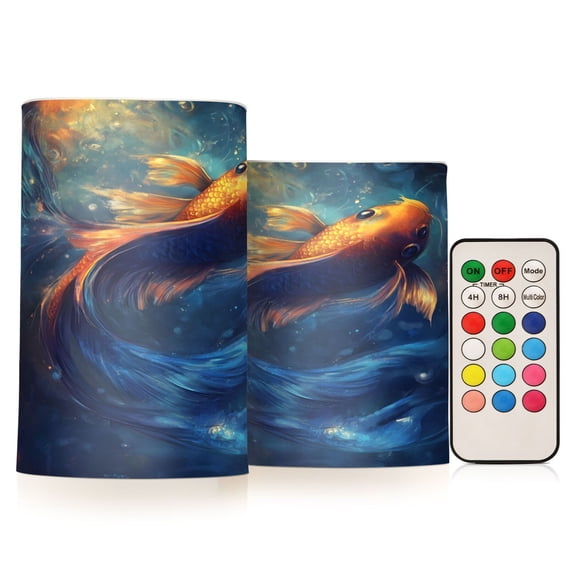ALAZA Magical Fish 2 PCs LED Flickering Flameless Candles with Remote Timer Battery Operated Candle