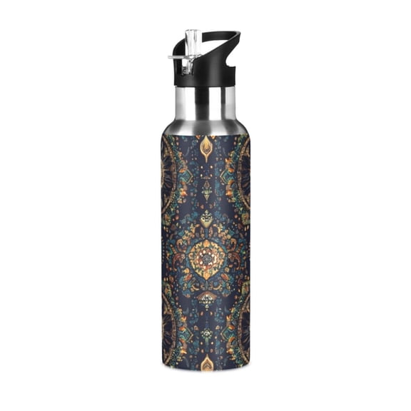 ALAZA Magical Mandala Paint Water Bottle Insulated Flask Stainless Steel Straw Lid 20 oz