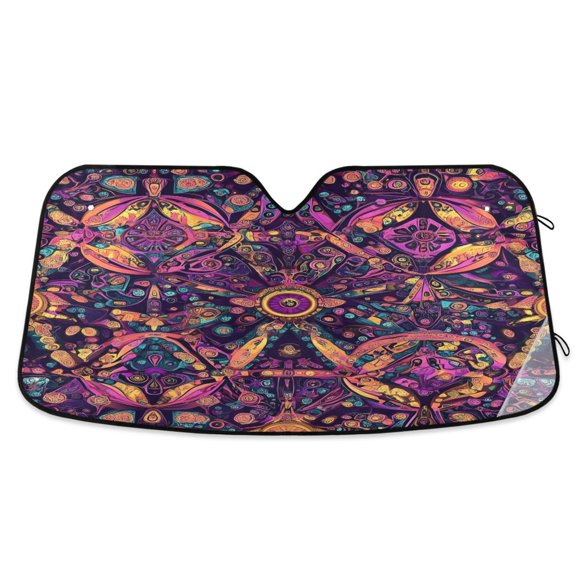 ALAZA Magical Mandala Pattern Windshield Sun Shade Car Foldable Sun Visor Block UV Rays Protector 55"x27.6"