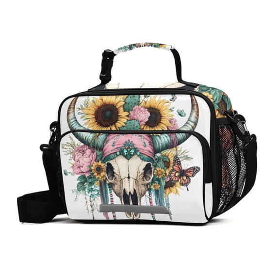ALAZA Mandala Goat Skeleton Vintage Lunch Box Insulated Cooler Bag Reusable Tote Bags Shoulder Strap