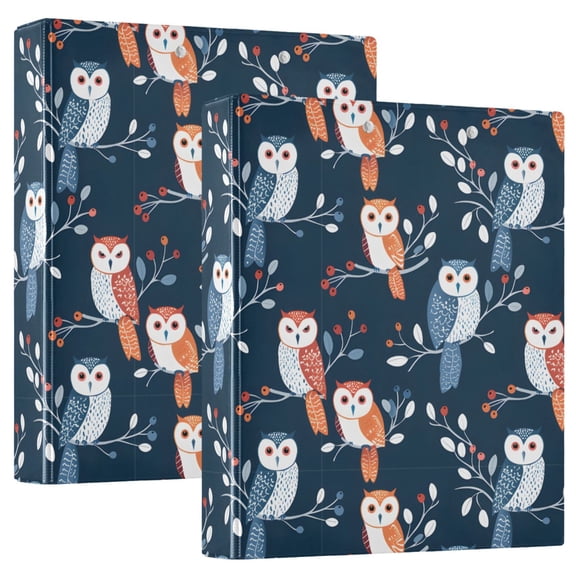ALAZA Many Owls on Branch Hardcover 3 Ring Binder 1.5" Round Rings Interior Pockets Binders Organizer 2 Pack