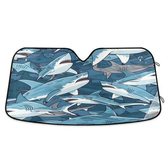 ALAZA Many Sharks Windshield Sun Shade Car Foldable Sun Visor Block UV Rays Protector 55"x27.6"
