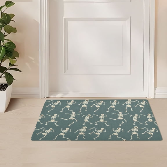 ALAZA Many Skeleton Dancing Door Mat Outdoor Indoor Entrance Low Profile Floor Rugs 32"x20"