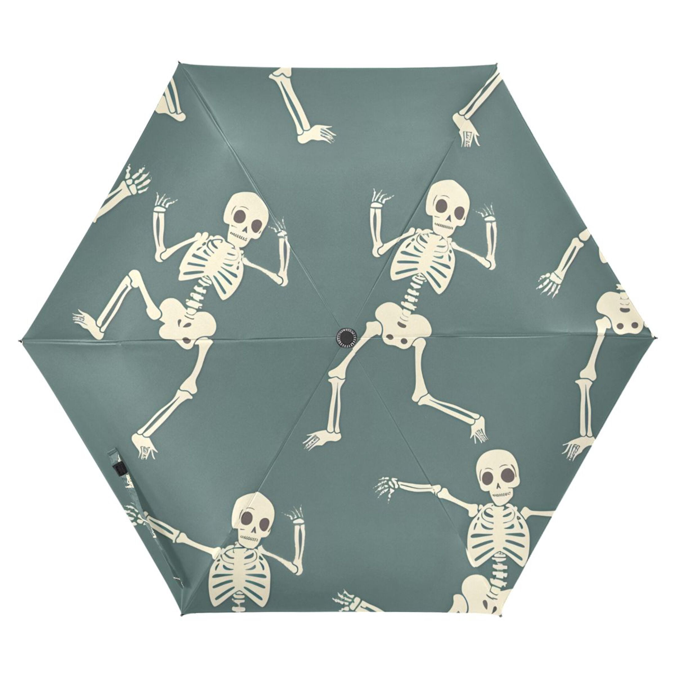 ALAZA Many Skeleton Dancing UPF 50+ Compact Folding Umbrella for Rain Travel Umbrella Packable