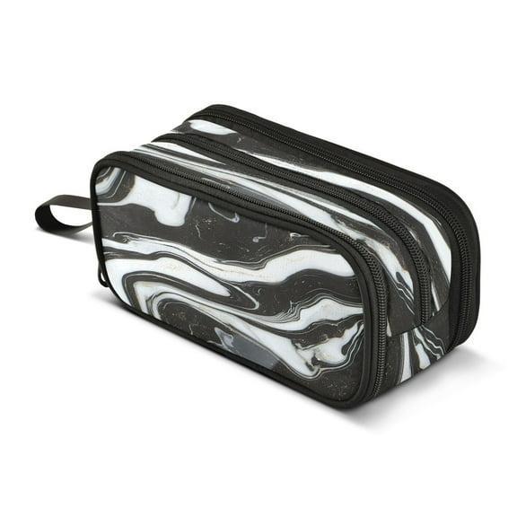 ALAZA Marble-1 Pattern Pencil Case Bag 3 Compartment Pen Pouch Large Storage Holder Box Organizer