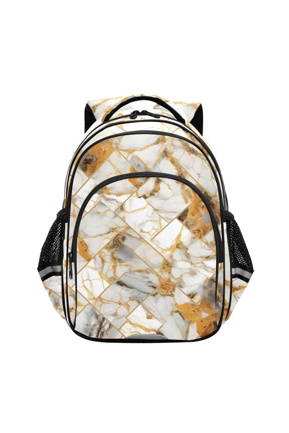 Marble Golden School Backpack Elementary Bag Bookbag Travel Rucksack