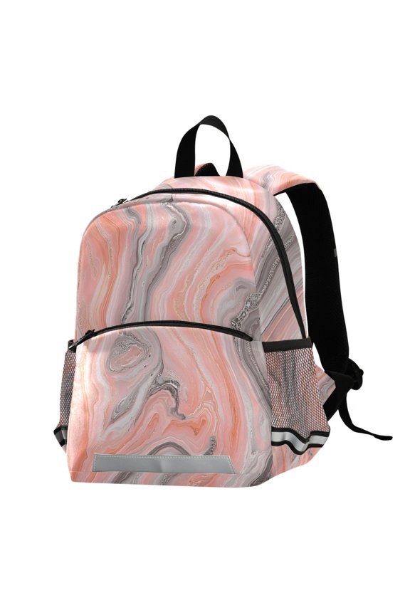 Marble Pink School Backpack Elementary Student Bookbag