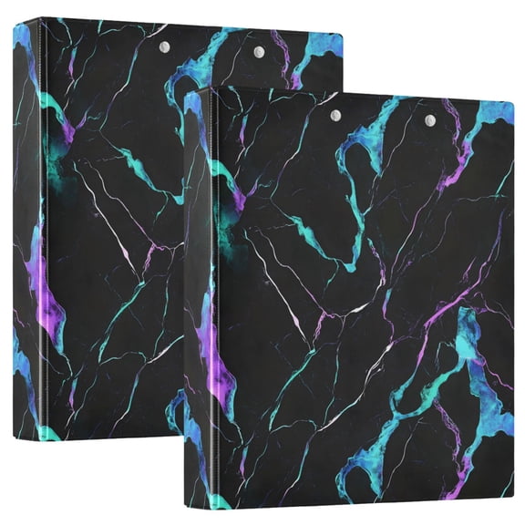 ALAZA Marble Texture-m1 Hardcover 3 Ring Binder 1.5" D-Rings with Interior Pockets Binders School 2 PCs
