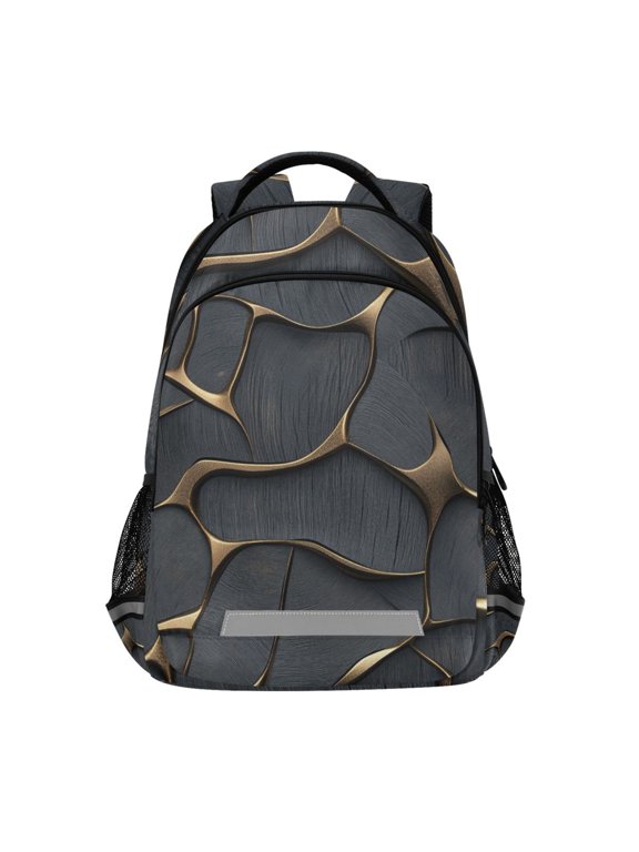 Marble with Golden Backpack Elementary School Bag Bookbag Travel Rucksack