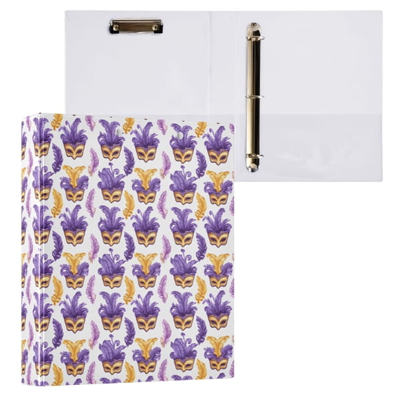 ALAZA Mardi Gras-1 Hardcover 3 Ring Binder 1.5" Round Rings Interior Pockets Binders Organizer 1 Pack