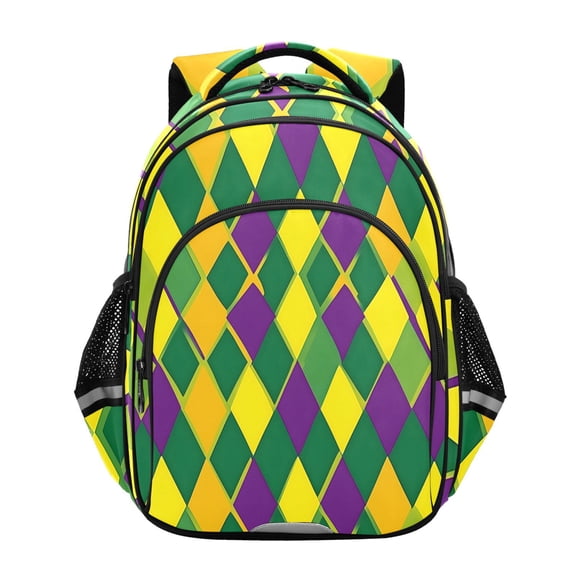 ALAZA Mardi Gras Checkered School Backpack Elementary Bag Bookbag Travel Rucksack