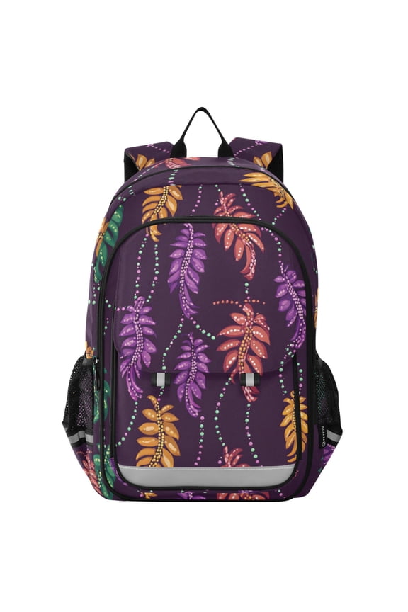 Mardi Gras Feathers Laptop Backpack Purse Travel Bag Casual School Bookbag Rucksack for Women Men
