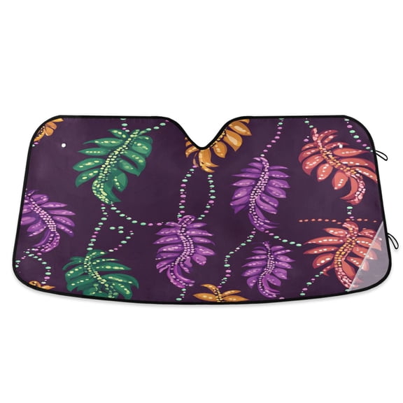 ALAZA Mardi Gras Feathers Windshield Sun Shade Car Foldable Sun Visor Block UV Rays Protector 53"x23.5"