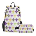 thumbnail image 1 of ALAZA Mardi Gras Flower School Backpack Lunch Box Set Student Bookbag, 1 of 7