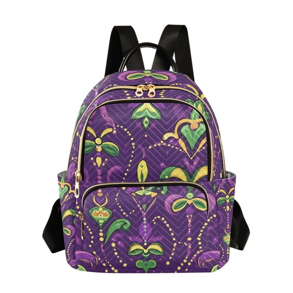 ALAZA Mardi Gras Flower Womens Travel Laptop Backpack Large Daypack Ladies Shoulder Bags S
