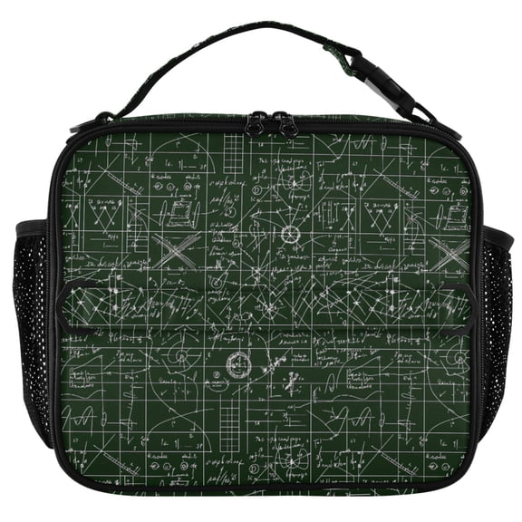 ALAZA Math Notes Black Insulated Lunch Box Lunch Bag Cooler Tote with Shoulder Strap