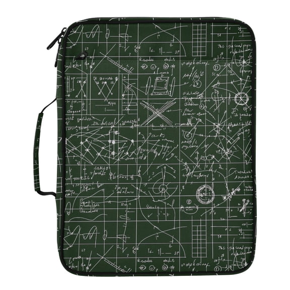 ALAZA Math Notes Black Pattern Expanding Accordion File Folder 3 Ring Zipper Binder Organizer Portable Document Bag