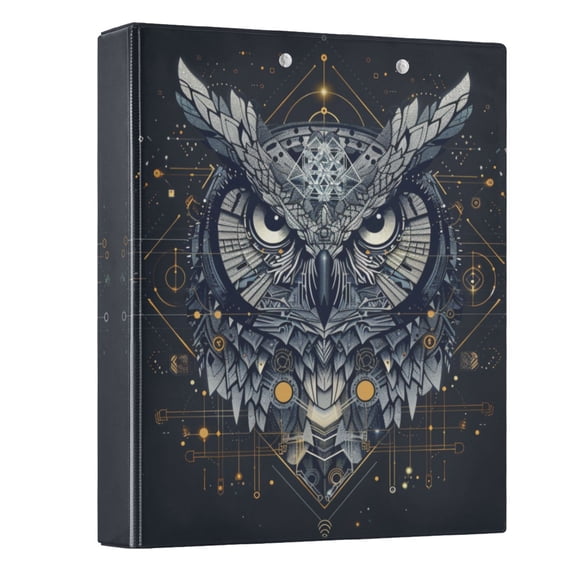 ALAZA Mecha Owl Cyberpunk 3 Ring Binder 1.5 Inch Three Ring Office Binders w/ clipboard & 3 pockets, Hold 200 Sheets, 1 pc