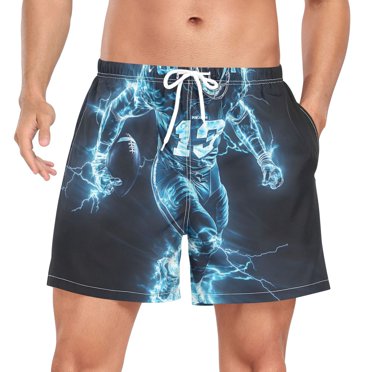 ALAZA Men's Swim Trunks Beach Shorts Cool Football Player Lightweight Athletic Bathing Suits XL