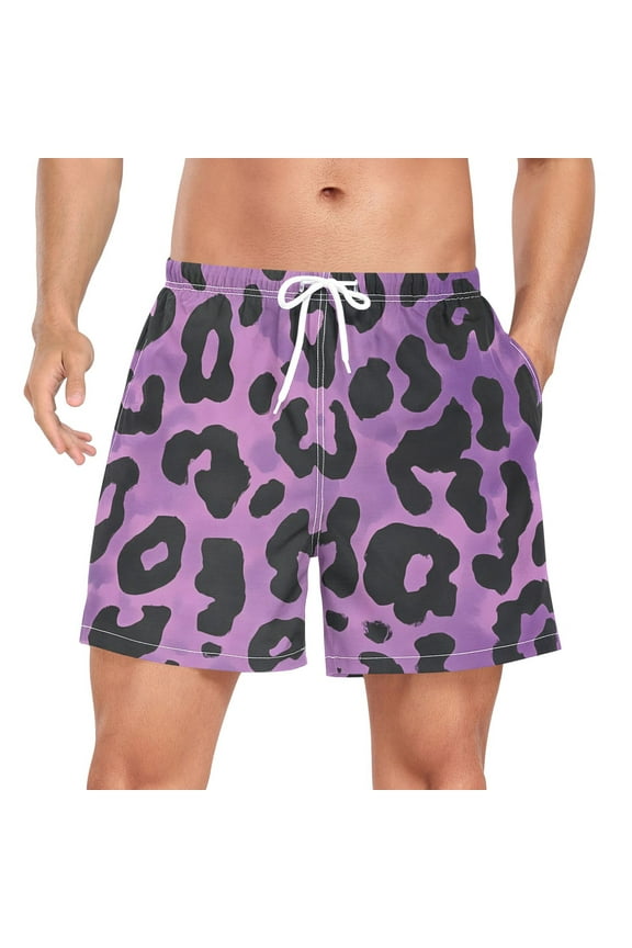 Men's Swim Trunks Beach Shorts Leopard-a1 Print Lightweight Athletic Bathing Suits S