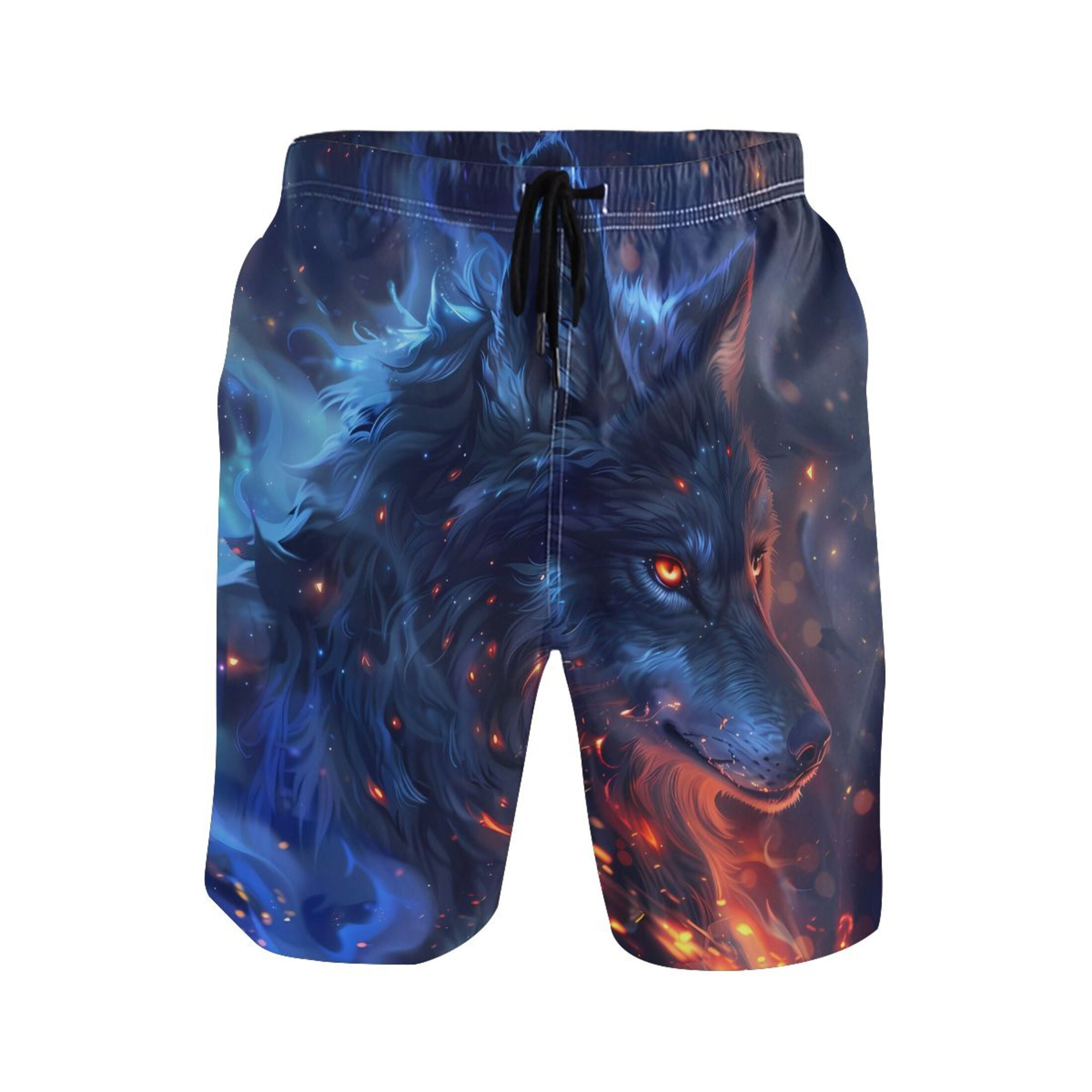 ALAZA Men's Swim Trunks Cool Alpha Wolf Beach Shorts with Pockets