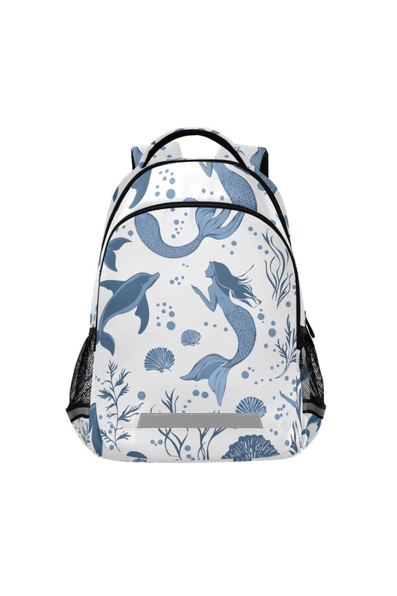 Mermaid Dolphins Coral Backpack Elementary School Bag Bookbag Travel Rucksack