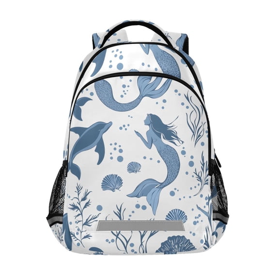 ALAZA Mermaid Dolphins Coral Backpack Elementary School Bag Bookbag Travel Rucksack