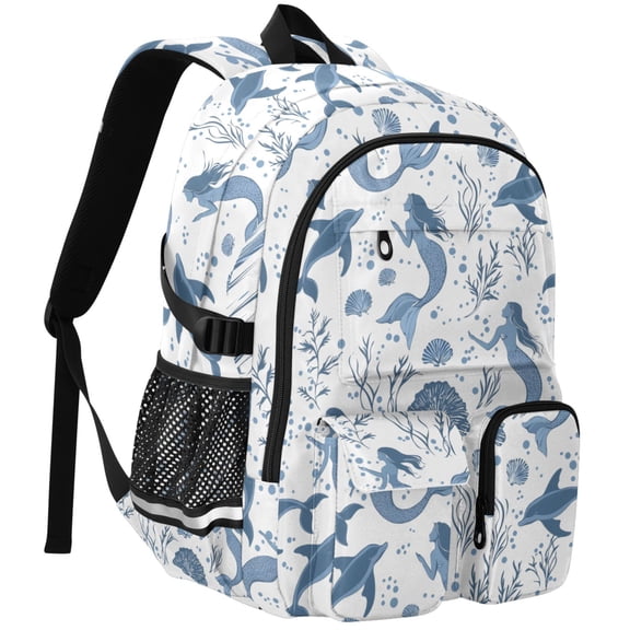 ALAZA Mermaid Dolphins Coral Print Student Backpack School Bookbag Large Laptop Daypack Travel Bag