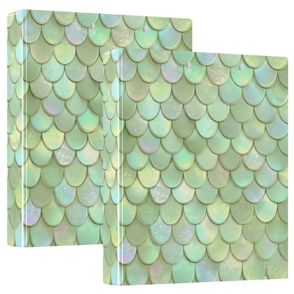 ALAZA Mermaid Scale Glitter Hardcover 3 Ring Binder 1.5" D-Rings with Interior Pockets Binders School 2 PCs