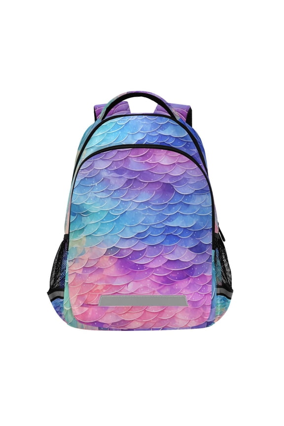 Mermaid Scales Backpack Elementary School Bag Bookbag Travel Rucksack