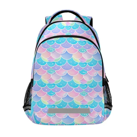 ALAZA Mermaid Scales Backpack Elementary School Bag Bookbag Travel Rucksack