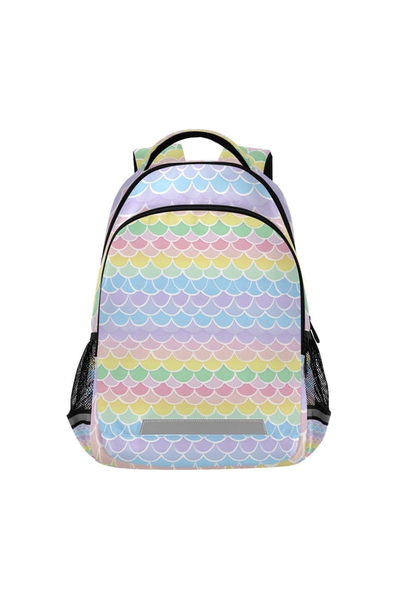 Mermaid Scales Backpack Elementary School Bag Bookbag Travel Rucksack