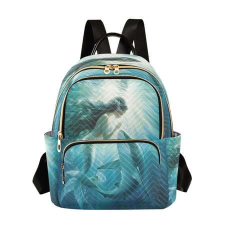ALAZA Mermaid and Shark Womens Travel Laptop Backpack Large Daypack Ladies Shoulder Bags S