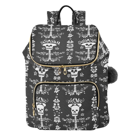 ALAZA Mexican Skull Flowers Travel Backpack Laptop Bag Large Capacity Daypack